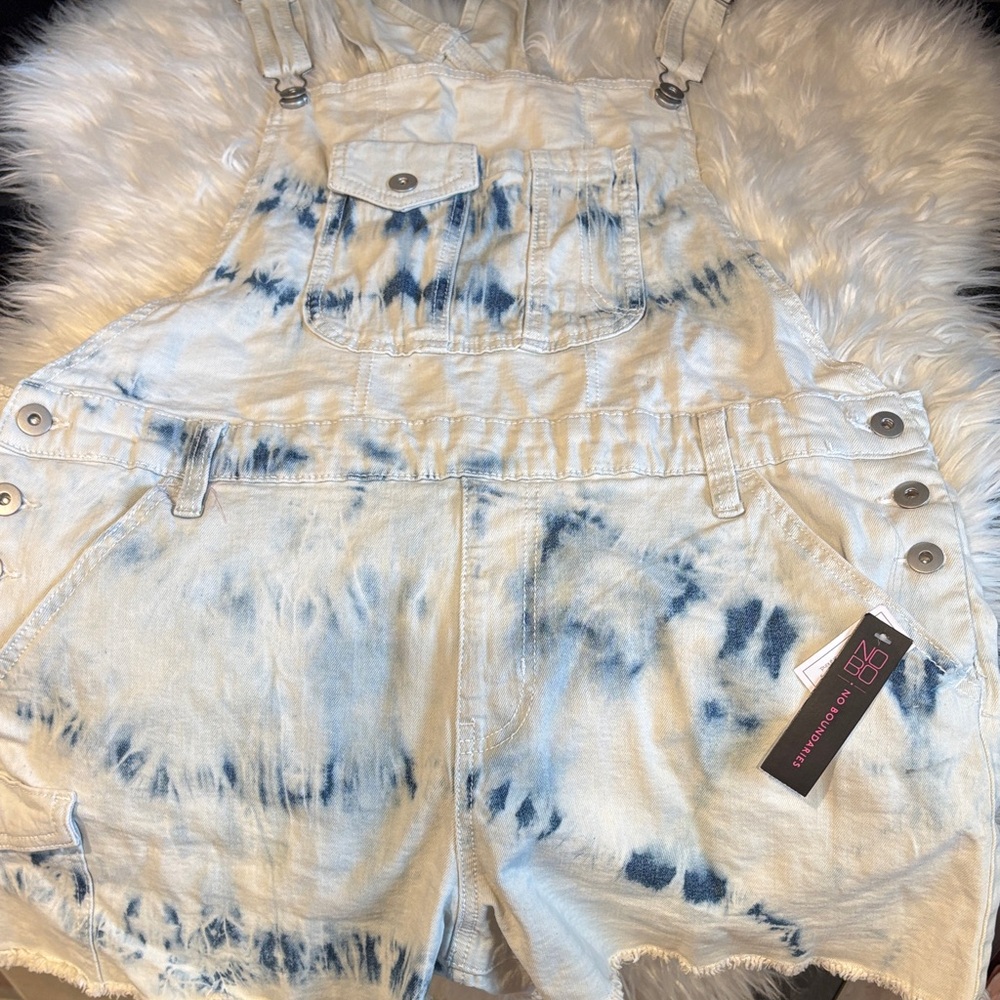No Boundaries Blue and White Tie-Dye Jean Shorts